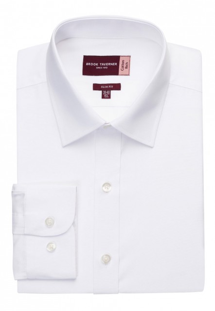 [Test] Gents Slim Fit Long Sleeve Shirt Single Cuff White